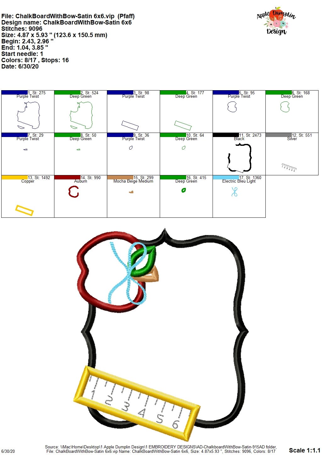 Chalkboard With Bow Satin Applique Design Embroidery Etsy
