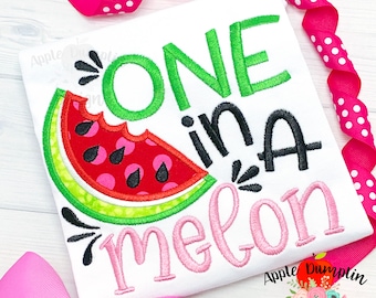 One in a Melon, Applique Design, Instant Download, 4x4, 5x5, 6x6, 7x7