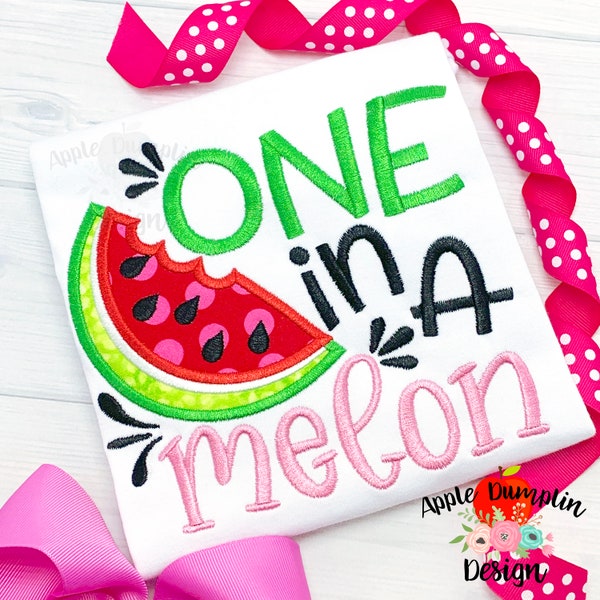 One in a Melon, Applique Design, Instant Download, 4x4, 5x5, 6x6, 7x7