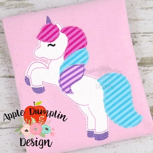 Unicorn, BEAN STITCH, Applique Design, Machine Embroidery Design, Rainbow, Girl Applique, Horse Embroidery, 4x4, 5x5,  5x7, 6x10 #EM135