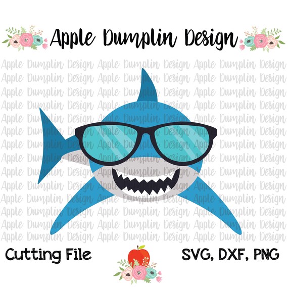 Shark with Shades Cutting File SVG DXF PNG Vector File | Etsy