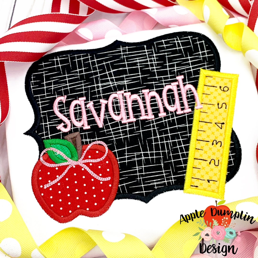 Chalkboard With Bow, Satin, Applique Design, Embroidery Design, Back to