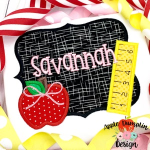 Chalkboard with Bow, Satin, Applique Design, Embroidery Design, Back to School, School Applique, Teacher Applique, 5x5, 6x6, 7x7, 8x8