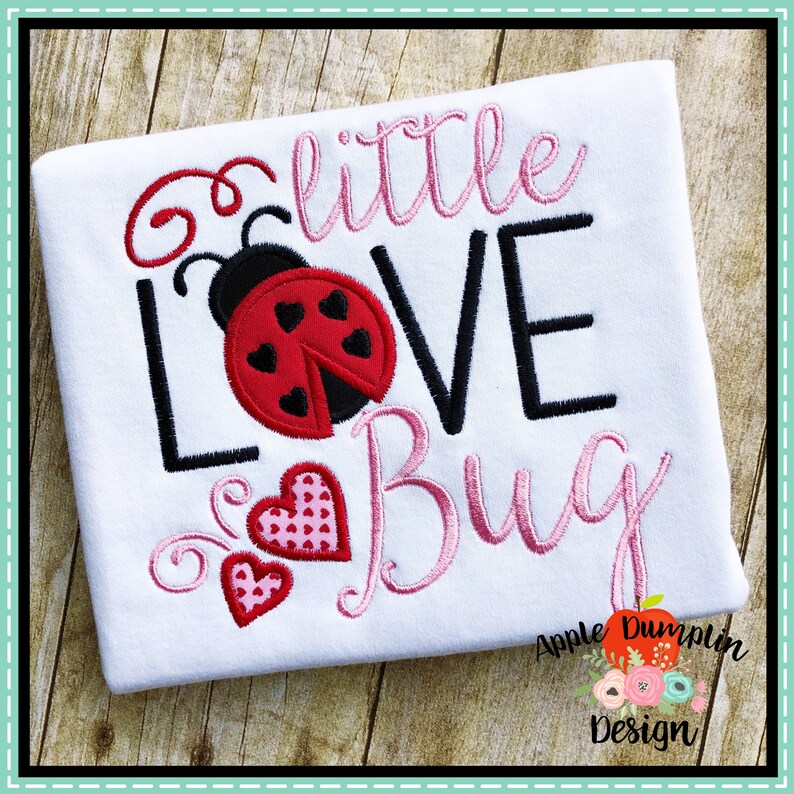 Little Love Bug Applique Machine Embroidery Design Valentine Etsy