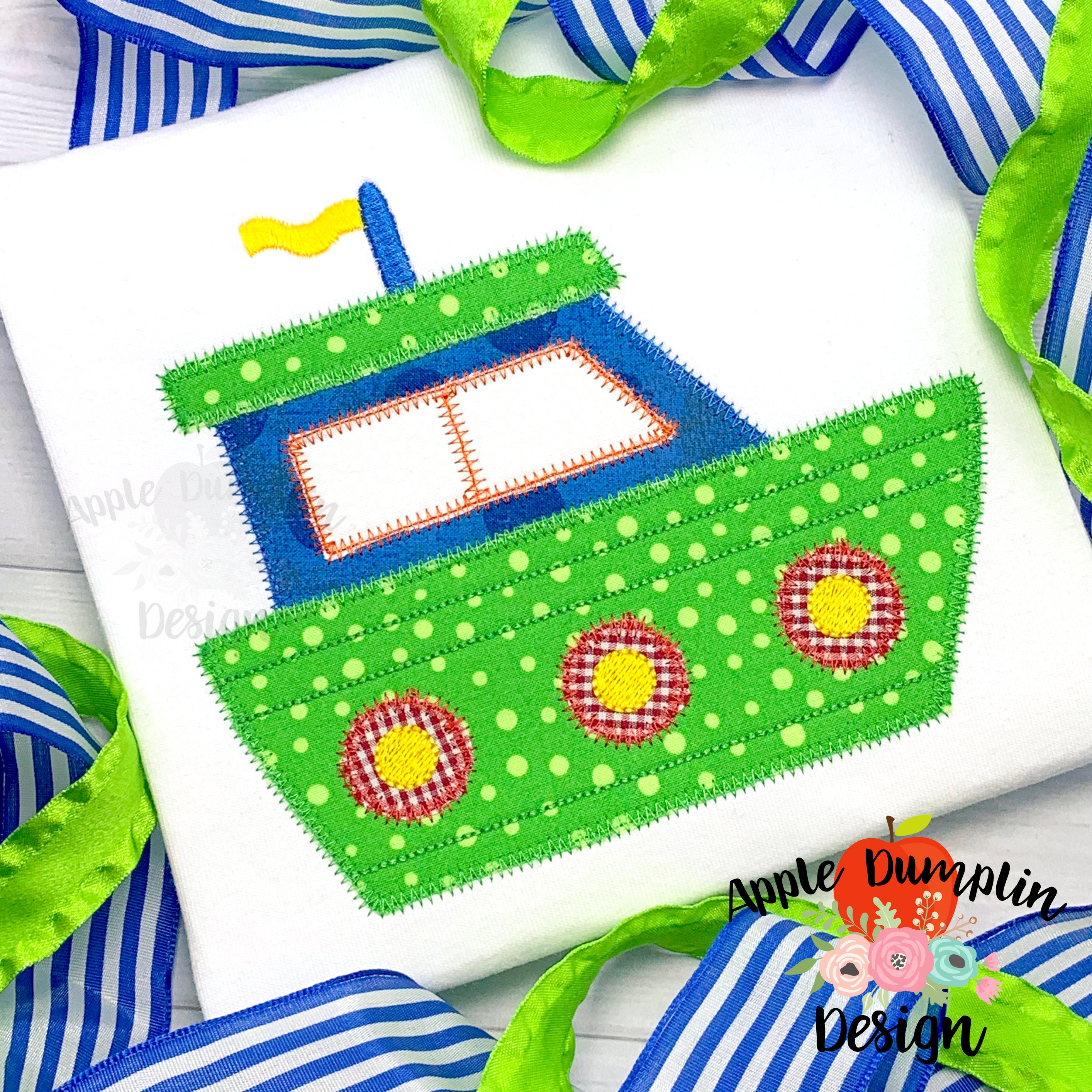 Boat Zigzag Applique Design Instant Download 4x4 5x5 Etsy
