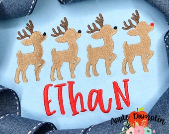 Single Reindeer, Mini Embroidery Girl Christmas, Boy Christmas, 1.5", 2", 2.5", 3"