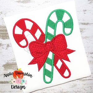 Candy Canes with Bow Applique Design, Instant Download, 4x4 5x7 6x10 9x9
