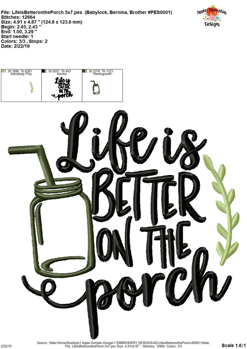 Life is Better on the Porch Embroidery Design Instant Etsy