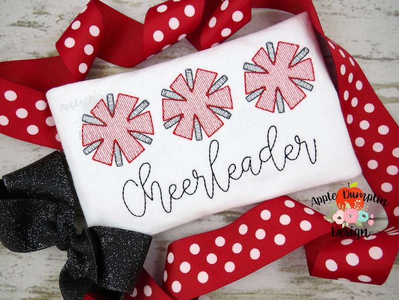 Vintage Cheerleader Pom Poms Machine Embroidery Design Etsy