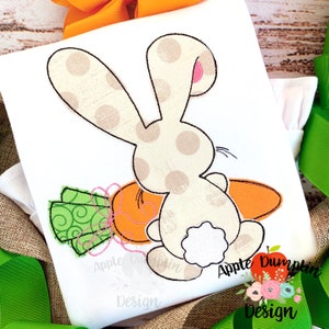 Bunny with Bow Backside, Bean Stitch, Applique Design, Machine Embroidery, Instant Download, Easter Applique, 4x4, 5x5, 5x7, 8x8, 9x9
