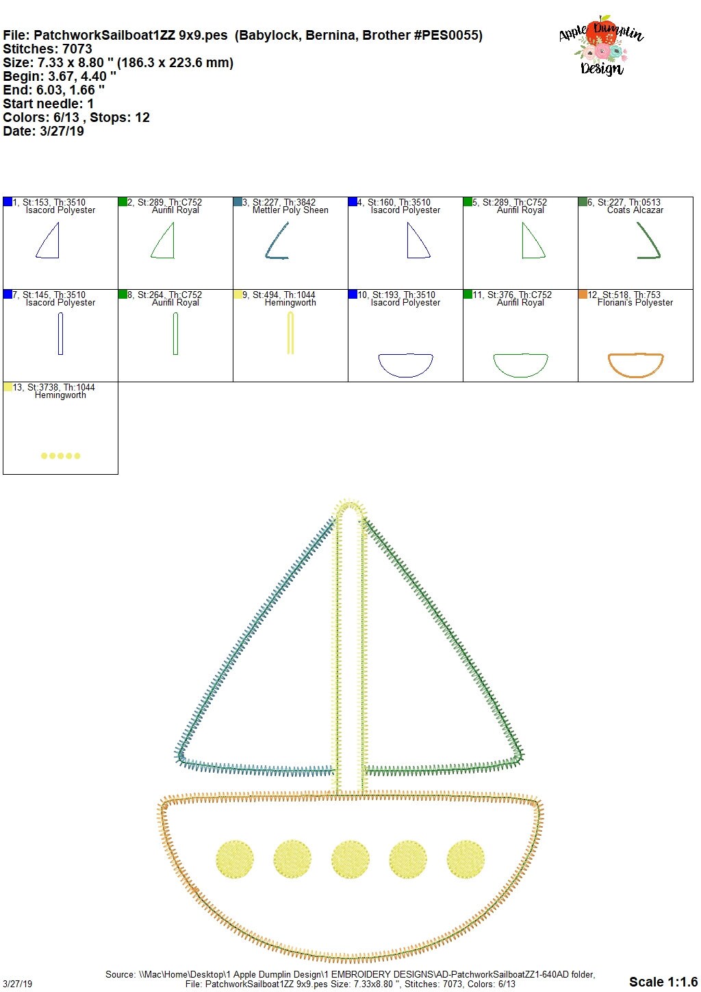 Sailboat Zigzag Applique Design Beach Applique Vacation Etsy