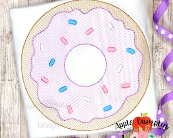 Sprinkle Donut, Sketch, Embroidery Design, Birthday Embroidery, Pleat Embroidery, Quick Stitch,  3x3, 4x4, 5x5, 6x6, 7x7, 8x8, 9x9