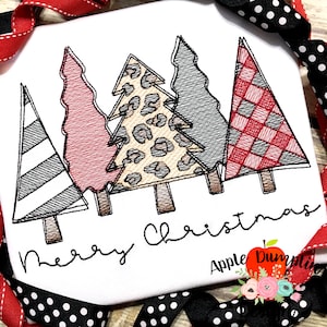 Merry Christmas Tree, Leopard, Pattern Sketch,  Embroidery Design, Girl Christmas, 5x5, 5x7, 6x10, 8x8, 9x9