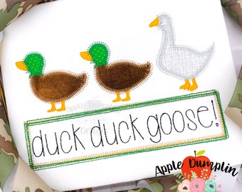 Duck Duck Goose, Zigzag Stitch, Applique Design, Machine Embroidery, Instant Download, Mallard Duck Applique, 5x5, 5x7, 8x8, 9x9