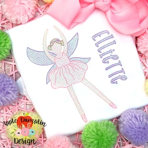 Fairy, Sketch Embroidery Design, Machine Embroidery Design, Spring Applique, Girl Applique, 4x4, 5x5, 5x7, 8x8, 9x9