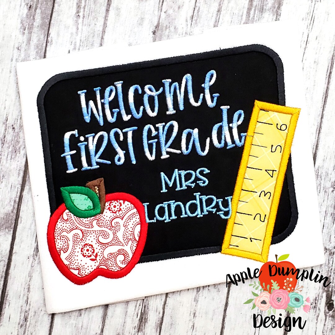 Chalkboard, Square, Satin, Applique Design, Embroidery Design, Back to