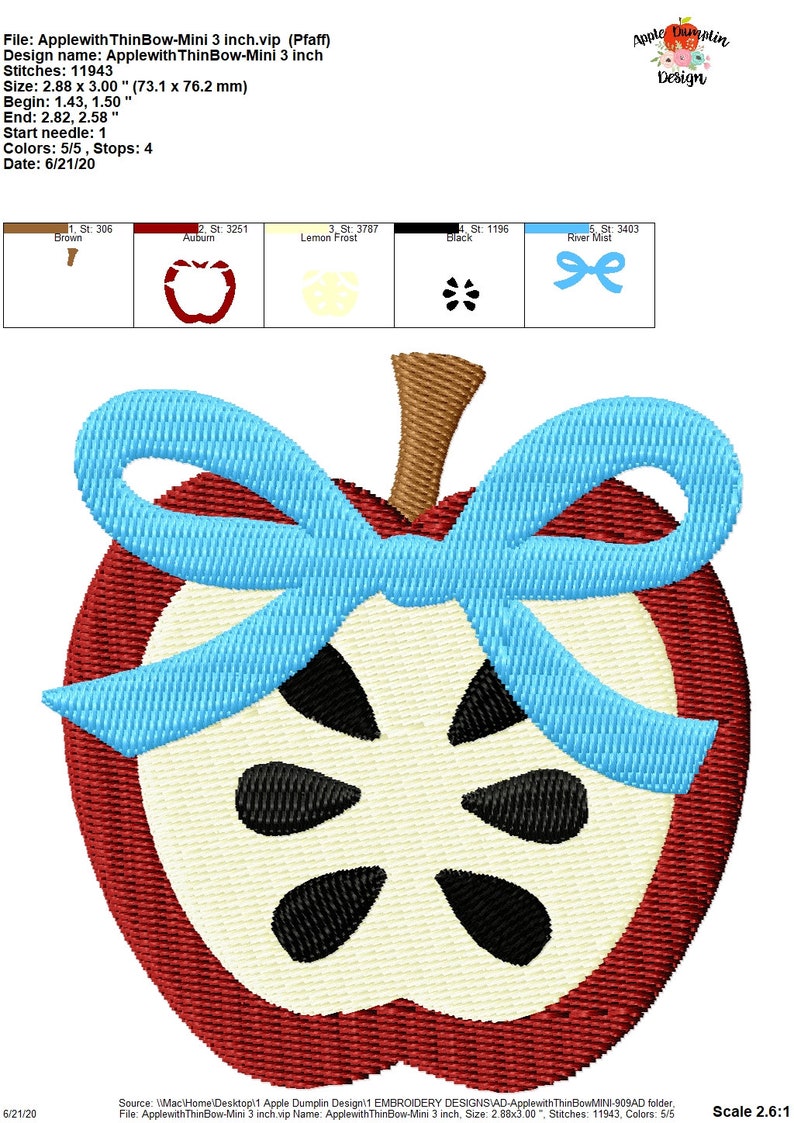 Apple with Bow Mini Instant Download 3 inch 1.5 inch Machine Embroidery School 2.5 inch 2 inch Back to School