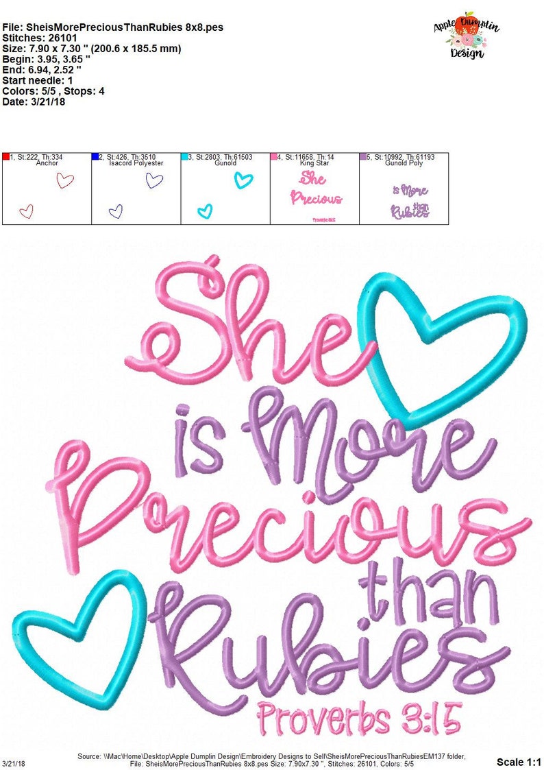 EXCLUSIVE She is More Precious Than Rubies Applique Design Etsy