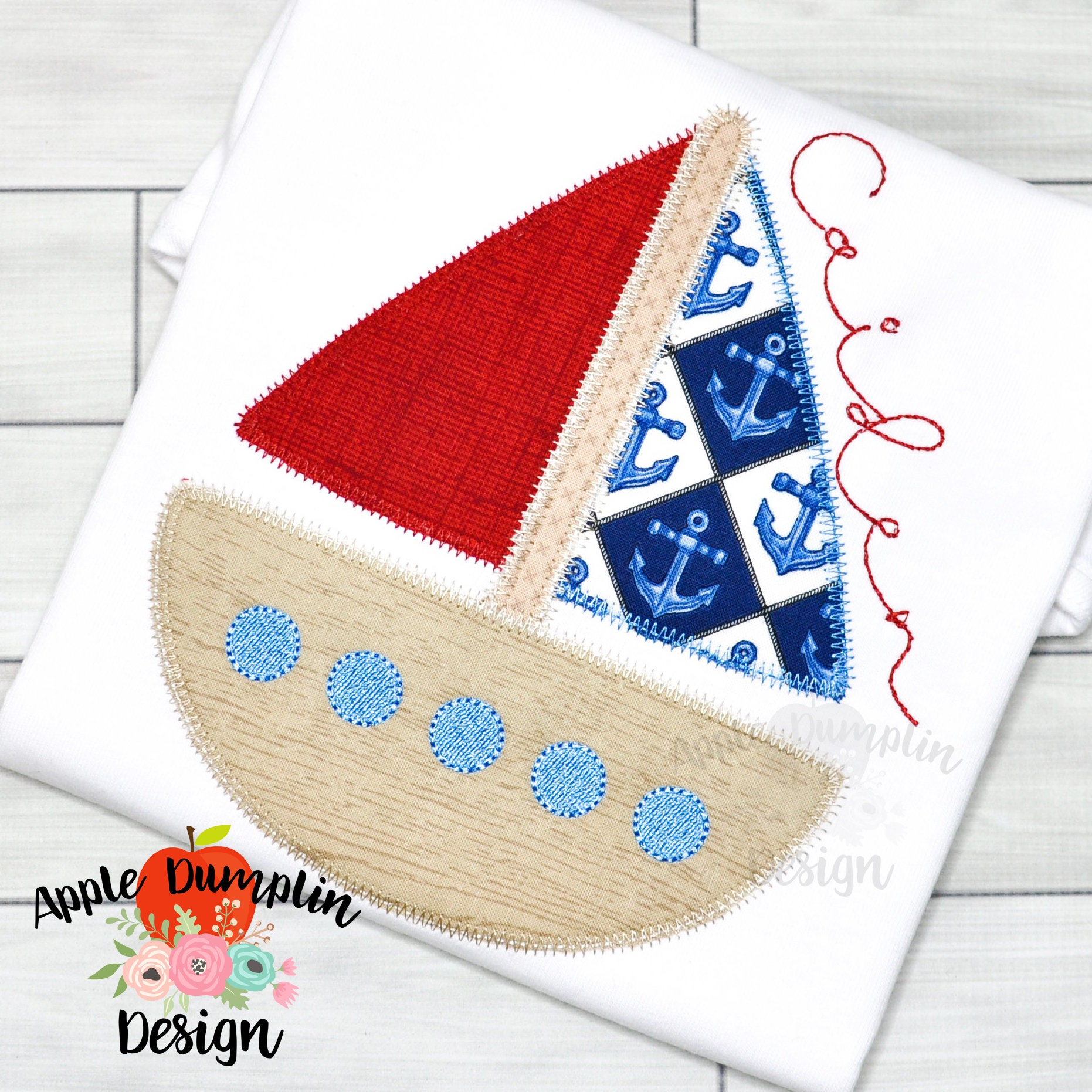 Sailboat Zigzag Applique Design Beach Applique Vacation Etsy