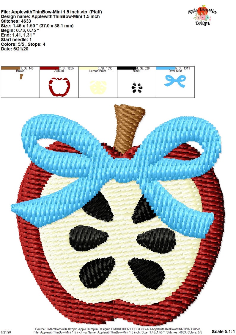 Apple with Bow Mini Instant Download 3 inch 1.5 inch Machine Embroidery School 2.5 inch 2 inch Back to School