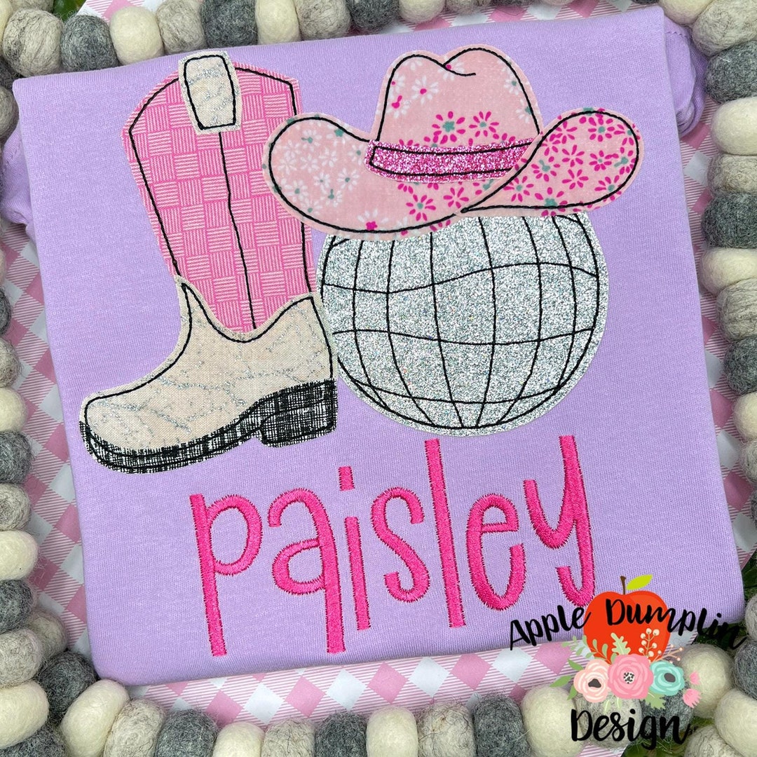 Disco Cowgirl, Bean Stitch, Applique Design, Retro, Disco Ball, Cowgirl ...