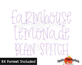 Farmhouse Lemonade, Bean Stitch, 11 sizes, Vintage Stitch, Complete Alphabet, Embroidery Font, BX Included