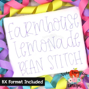 Farmhouse Lemonade, Bean Stitch, 11 sizes, Vintage Stitch, Complete Alphabet, Embroidery Font, BX Included