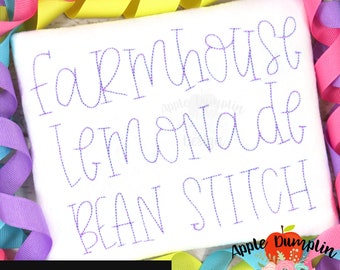Farmhouse Lemonade, Bean Stitch, 11 sizes, Vintage Stitch, Complete Alphabet, Embroidery Font, BX Included