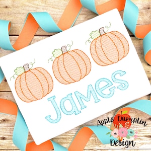 Pumpkin Trio, Sketch Embroidery Design, Machine Embroidery, Instant Download, Thanksgiving, Boy, 4x4, 5x5, 5x7, 6x10, 8x8