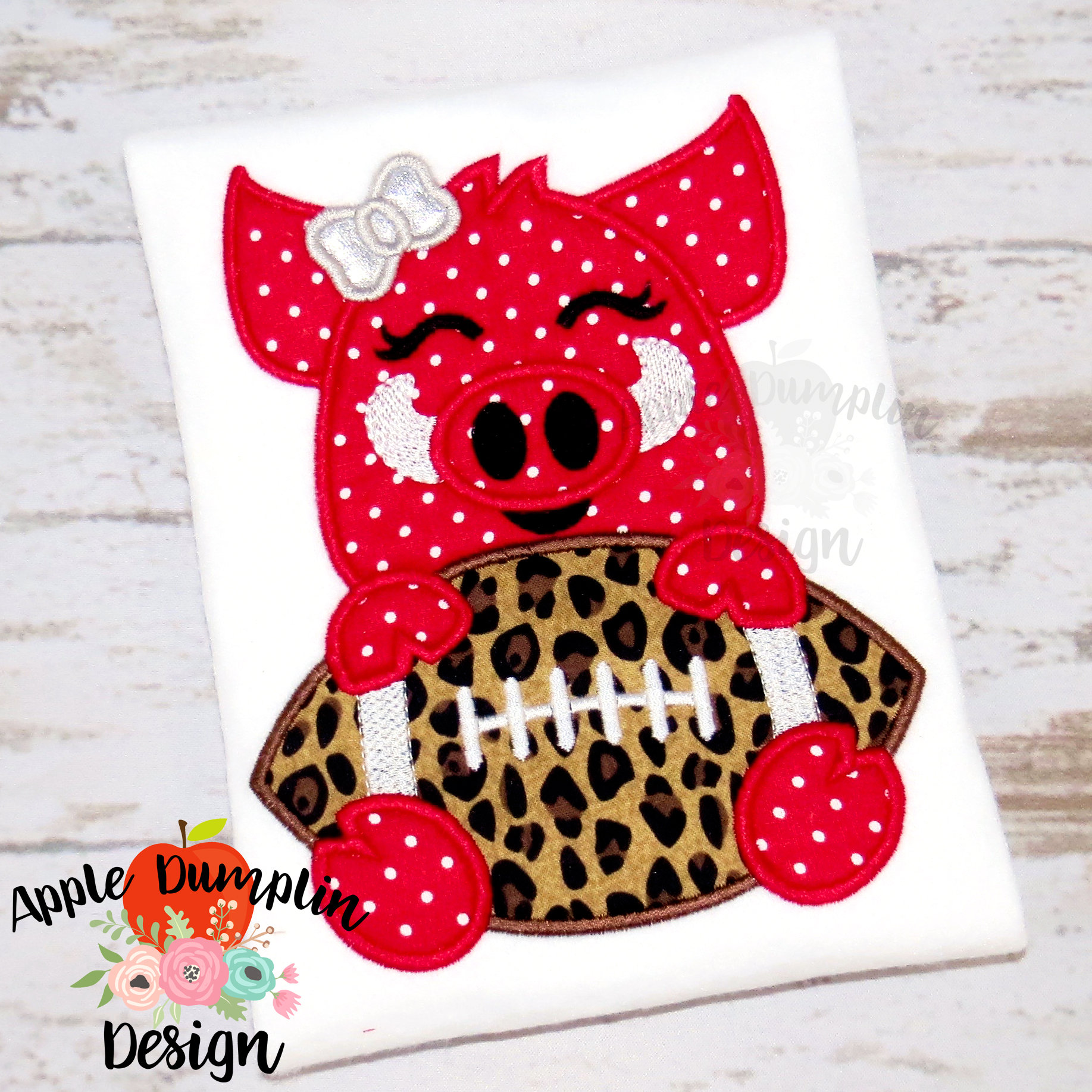 Applique Razorback Razorback With Bow Football Mascot Applique, Machine Embroidery Design ...