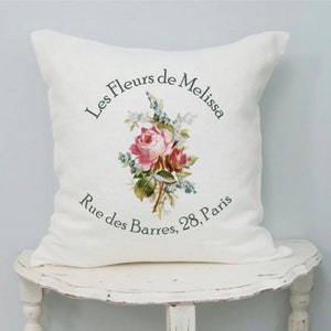 French Ruffle Pillow Cover, Personalized Gift for Mom, French Country Pillow Cover. Shabby Antiques, Cottage Chic.