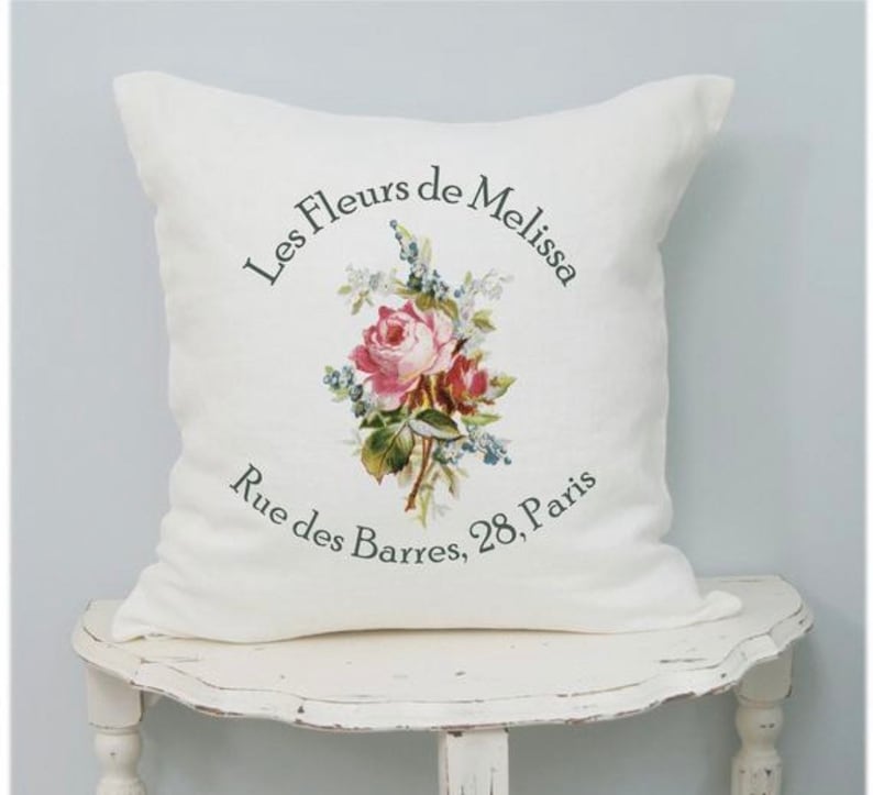French Ruffle Pillow Cover, Personalized Gift for Mom, French Country Pillow Cover. Shabby Antiques, Cottage Chic. image 1