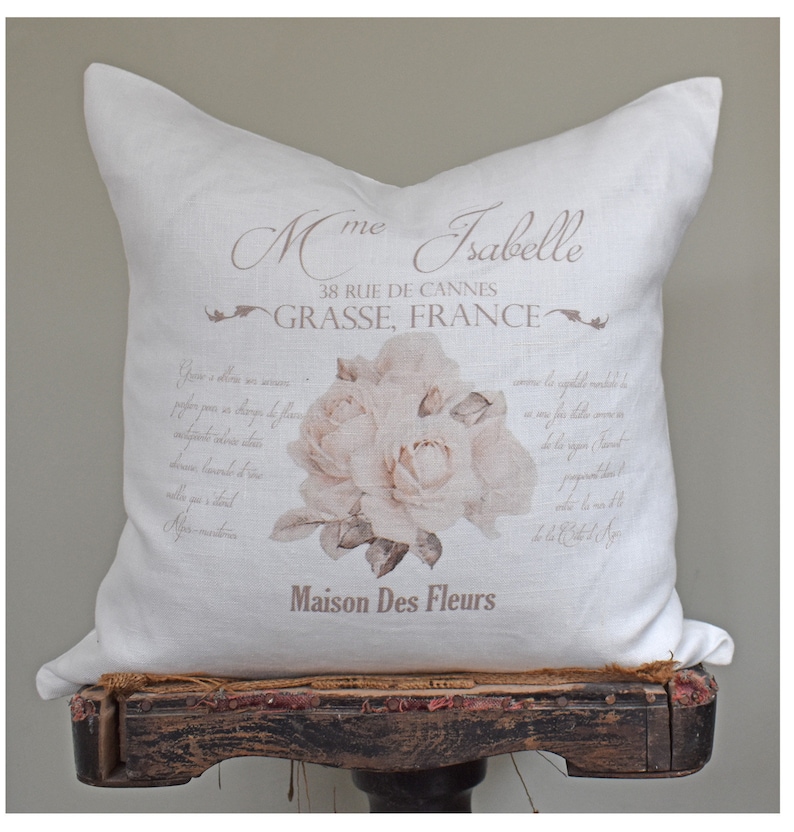 French Linen Pillow Cover Shabby French Country Personalized Etsy