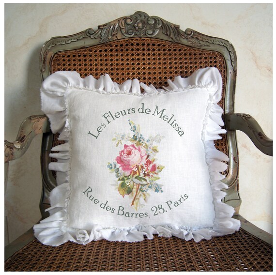 French Ruffle Pillow Cover Personalized Gift for Her French Etsy