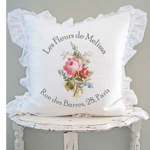 French Ruffle Pillow Cover, Personalized Gift for Mom, French Country Pillow Cover. Shabby Antiques, Cottage Chic. image 2