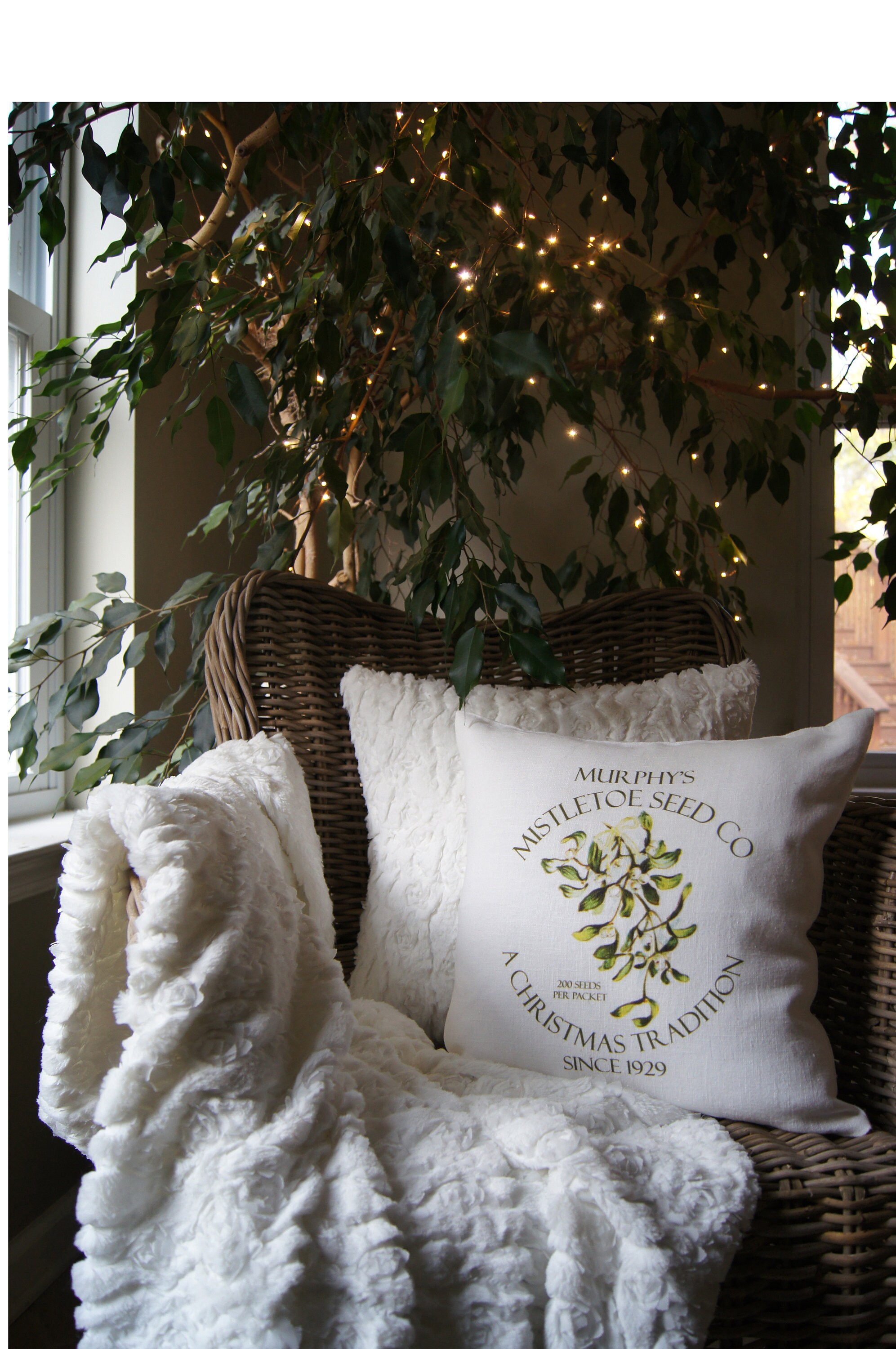 Farmhouse Christmas Pillow Cover Mistletoe Pillow Classy Etsy