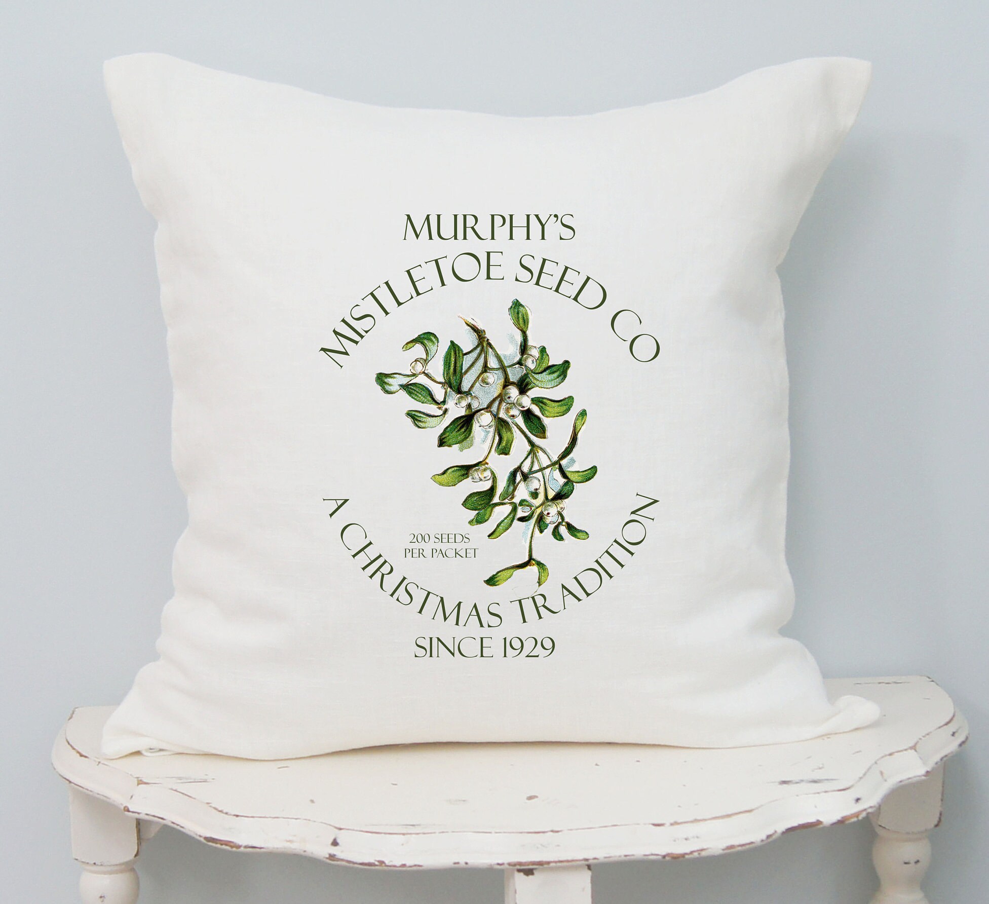 Farmhouse Christmas Pillow Cover Mistletoe Pillow Classy Etsy