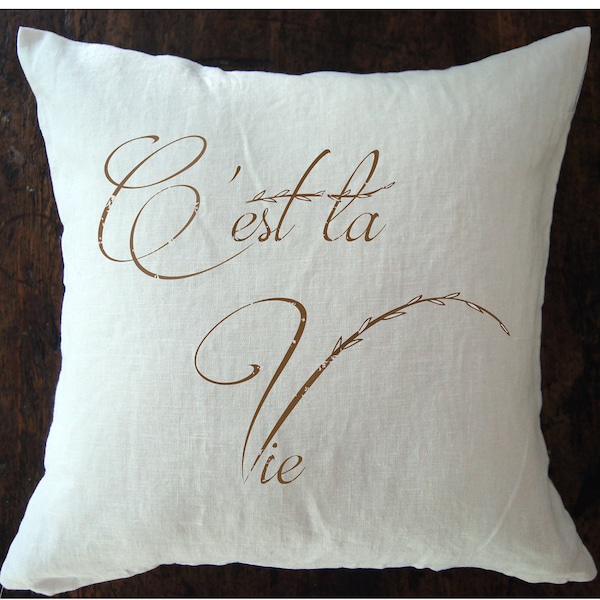 French Script Pillow Etsy