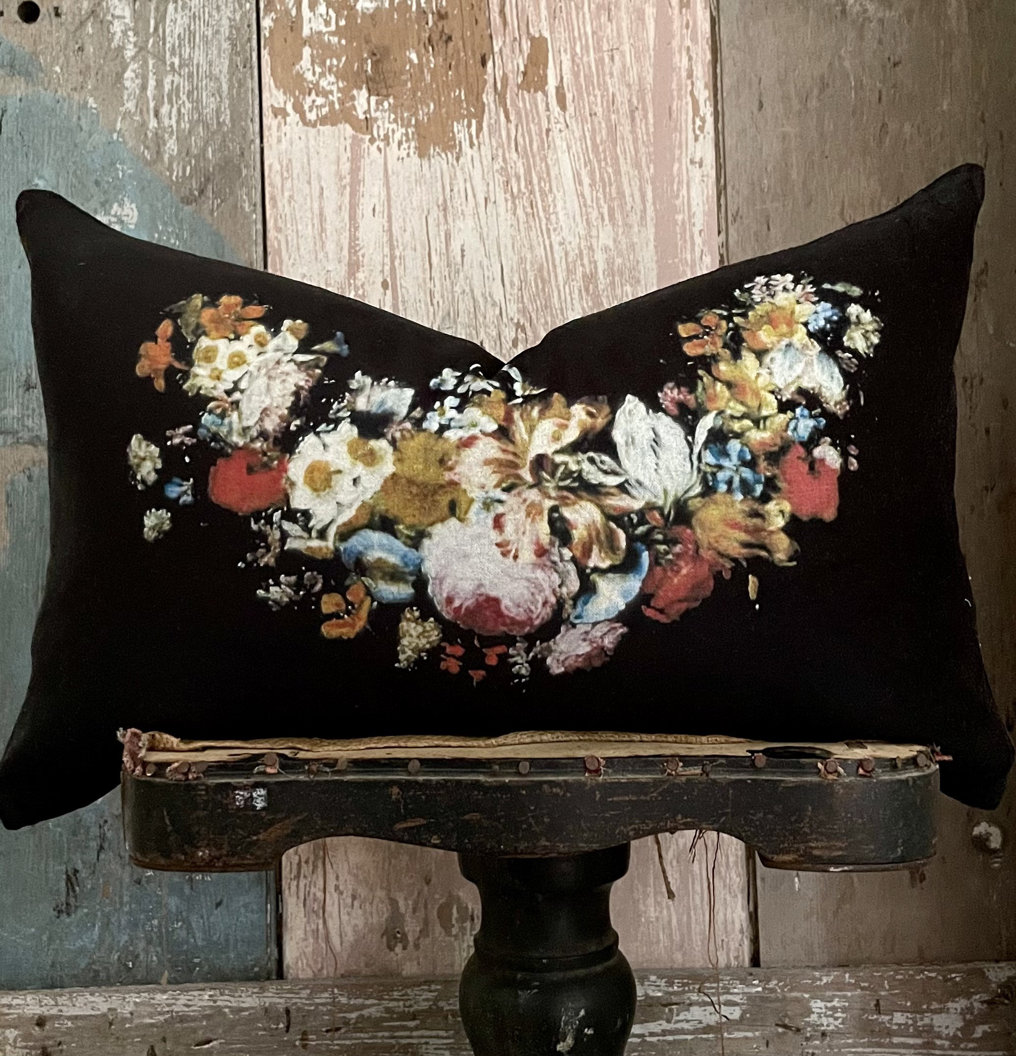 Couch Throw Pillow, Black with White Flowers Charmeuse Satin. Washable – A  Touch of Satin