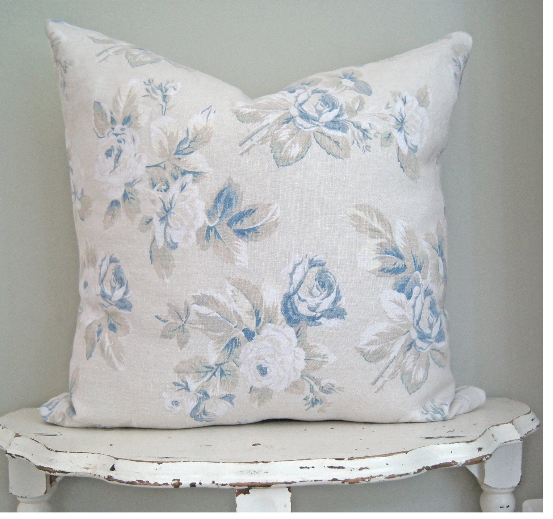 Blue Floral Pillow Cover Shabby Chic Decor Muted Floral | Etsy Blue Floral Pillow Cover Shabby Chic Decor Muted Floral | Etsy