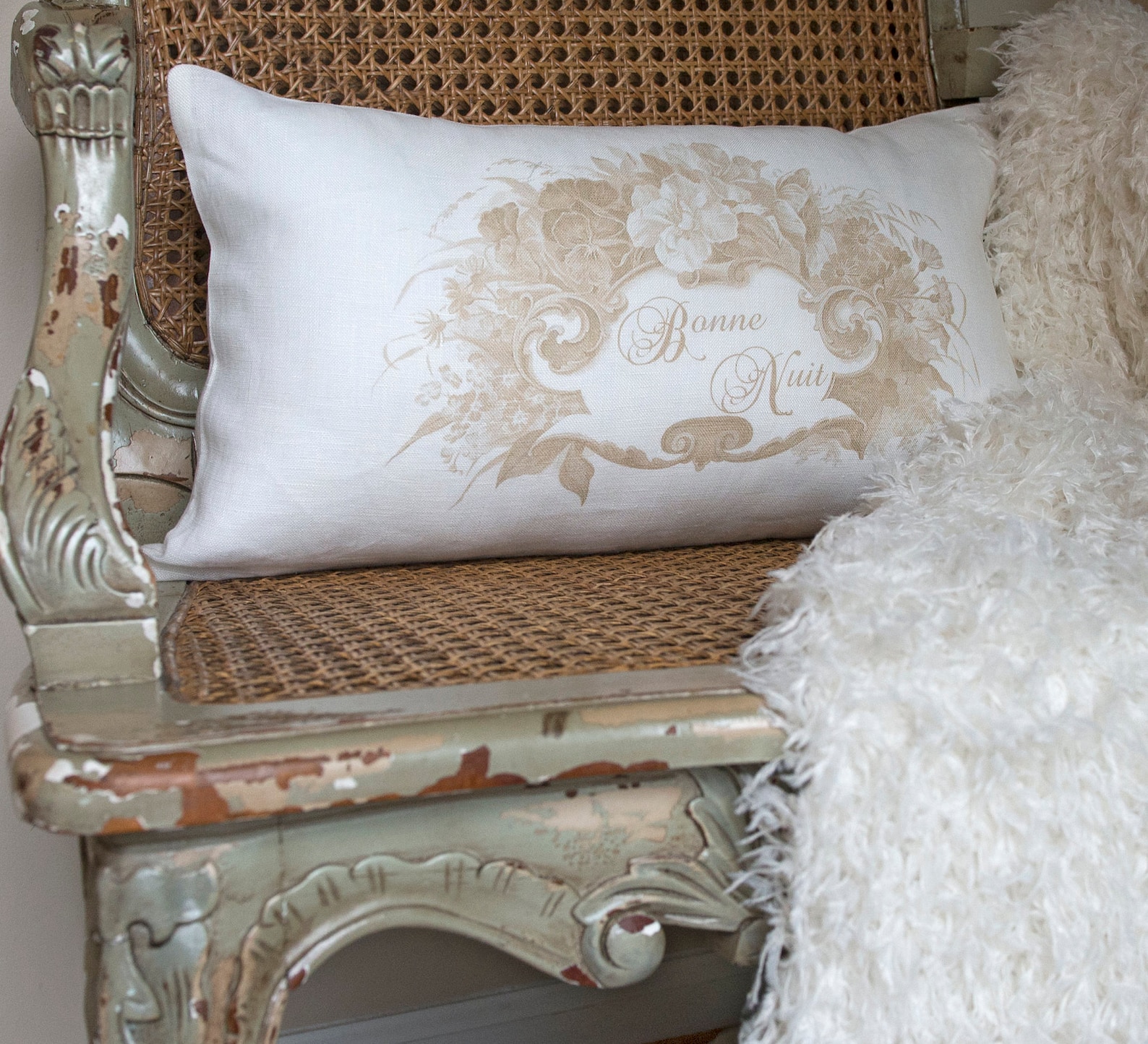 French Boudoir Lumbar Pillow Bonne Nuit Linen Pillow Cover Etsy