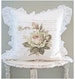 French Rose Ruffle Pillow Cover, French Country Pillow Cover. Shabby Decor, Cottage Chic, French Antiques, Gift for Her. 