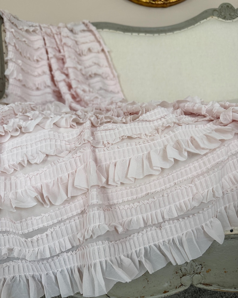 Sheer Ruffle Throw, Shabby Cottage Chic Ruffled Blanket, Romantic ...