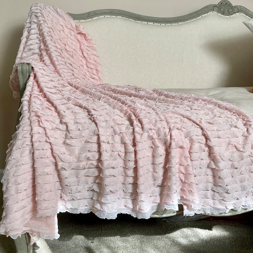 Soft Ruffled Throw. Ivory Ruffled Blanket. Photography Prop. Etsy