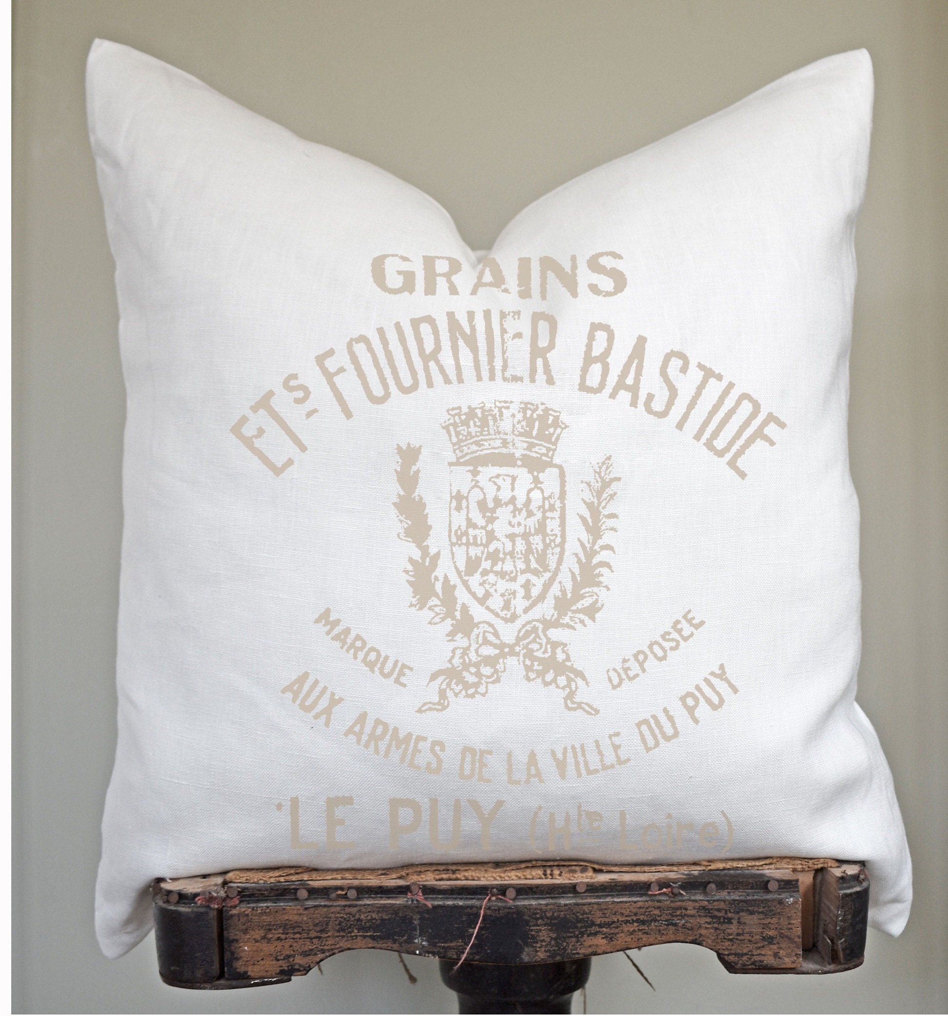 French Grain Sack Pillow Cover Linen Farmhouse Decor Distressed French Vintage Shield Farmhouse Rustic Country Home. Etsy