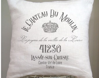 Crown Pillow Cover. Shabby French Country Pillow Cover. Cottage Chic Home Decor, Modern Farmhouse. French Antiques. Personalized Gift.