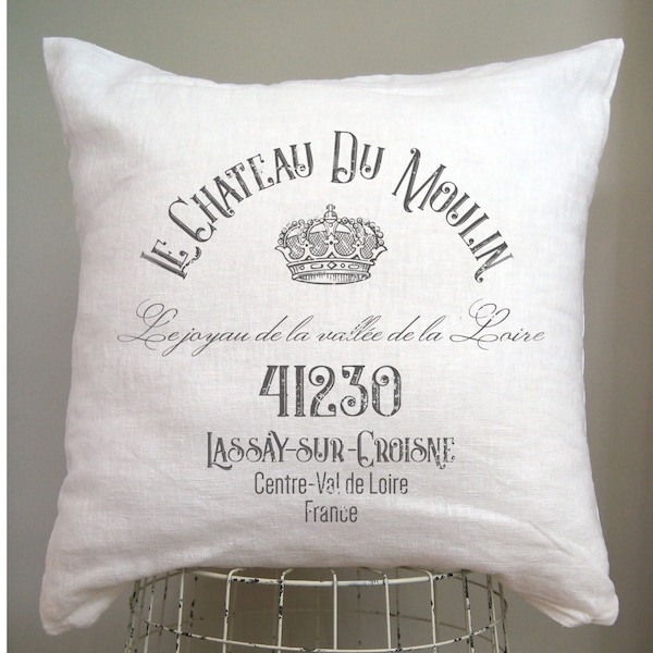 Crown Pillow Cover. Shabby French Country Pillow Cover. Cottage Chic Home Decor, Modern Farmhouse. French Antiques. Personalized Gift.