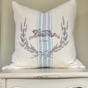 Country Whimical Large Canvas Bunny Rabbit Pillow by Maya Pickles Etsy