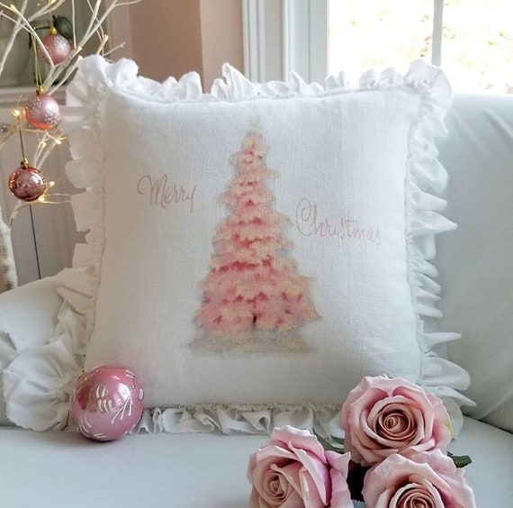 4pcs Pink Christmas Pillow Covers, Farmhouse Christmas Decorations