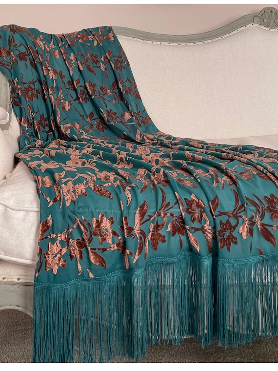 Teal velvet cheap bed throw